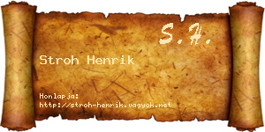 Stroh Henrik névjegykártya